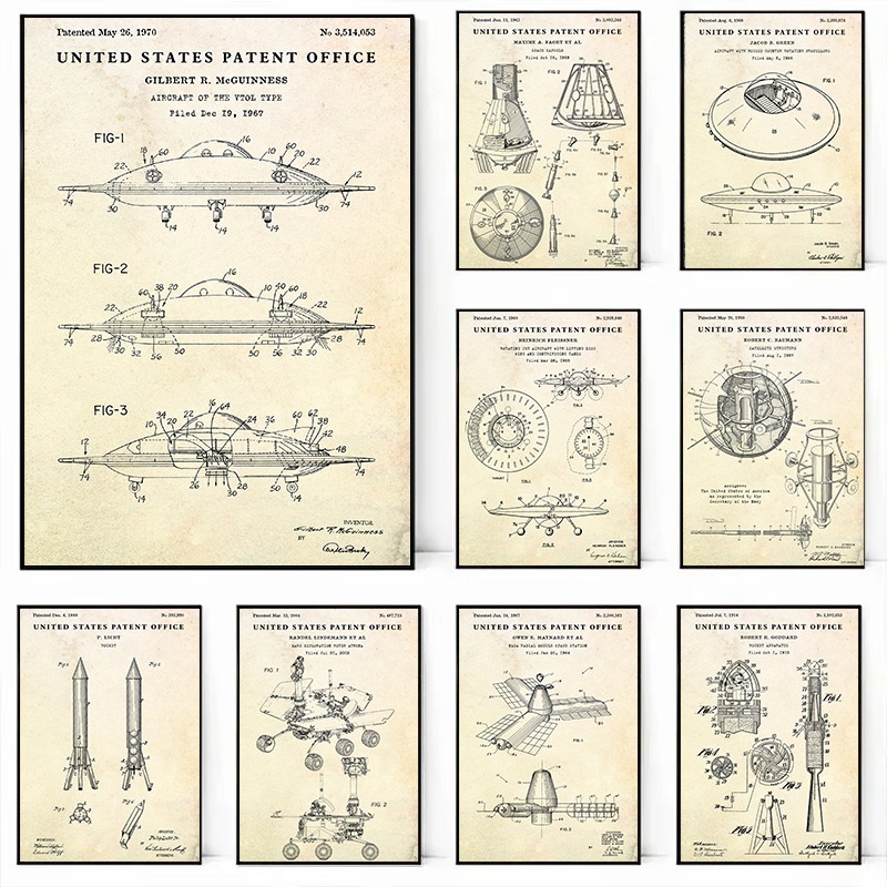 Vintage Flying Saucer UFO Blue - Star Map Poster 评论和价格